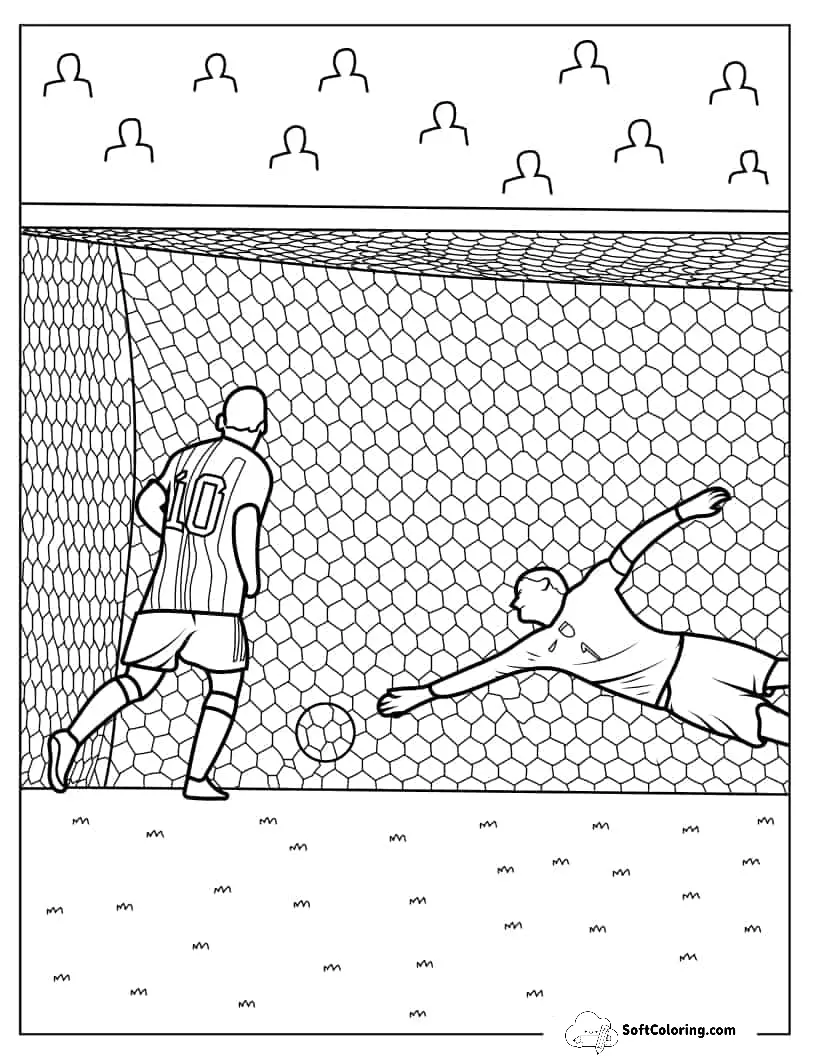 Lionel Messi Scoring Goal Coloring Sheet