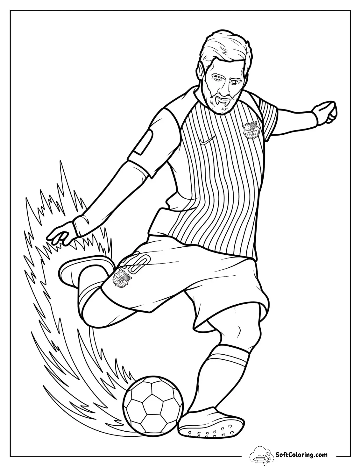 Lionel Lionel Messi Coloring Page Striking The Ball