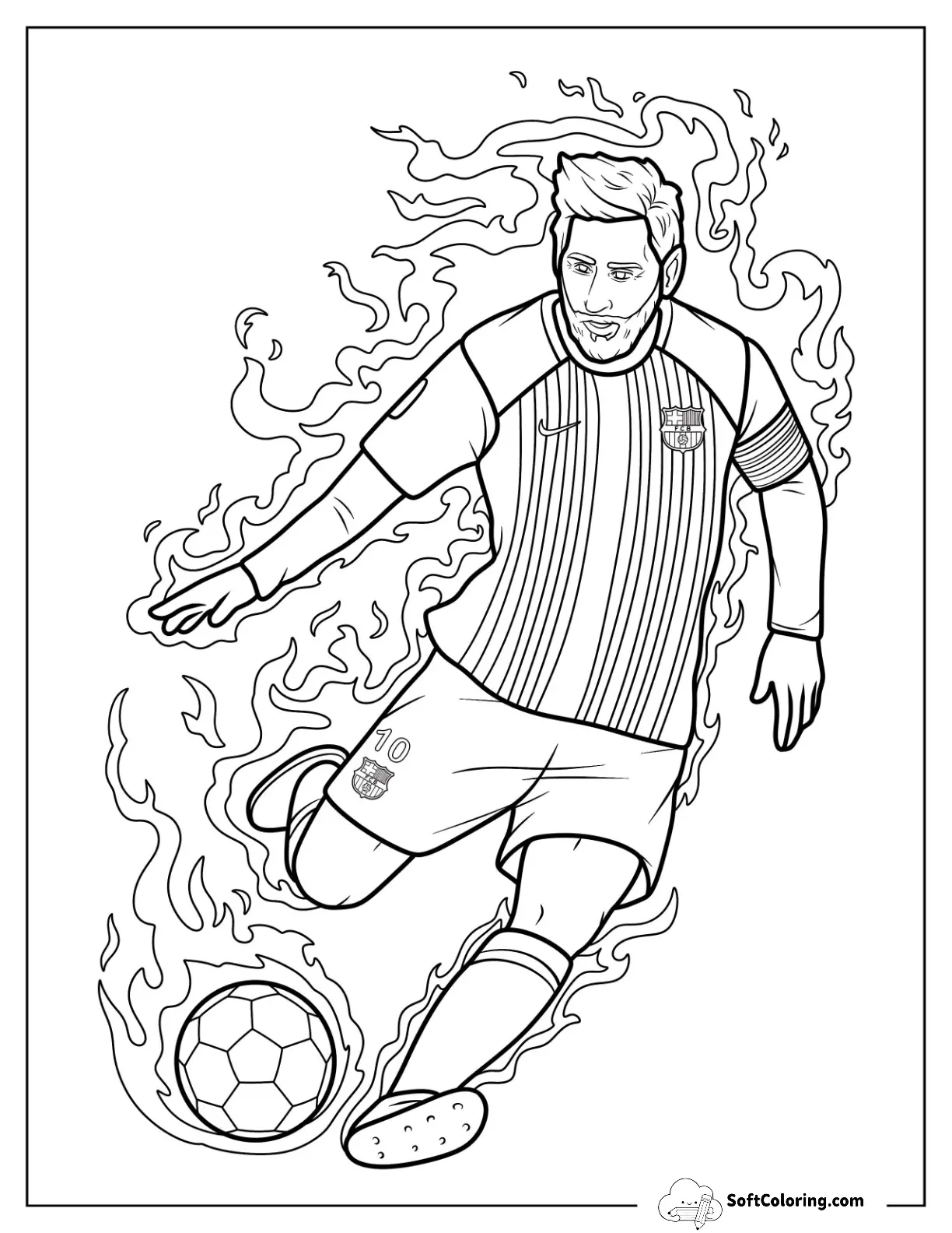 Lionel Lionel Messi On Fire Kicking Soccer Ball