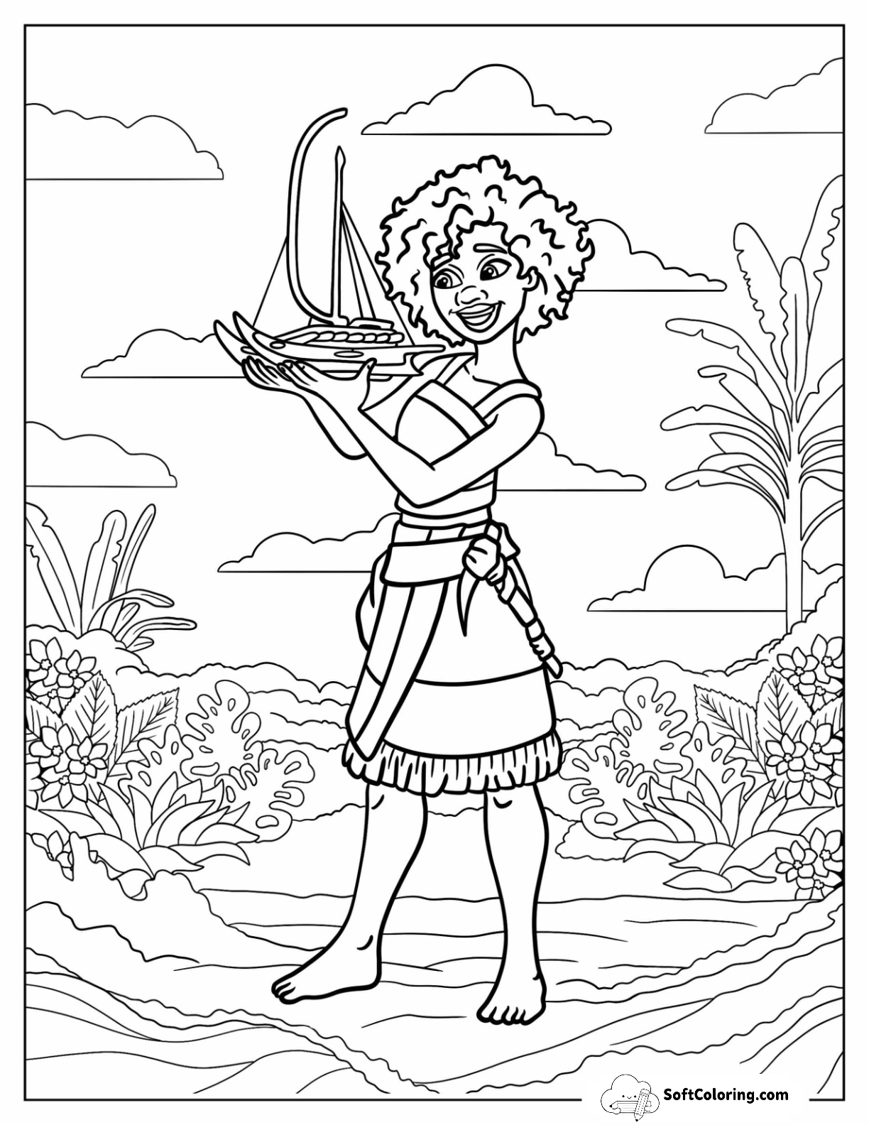 Moana Coloring Page Of Loto Designing A Ship