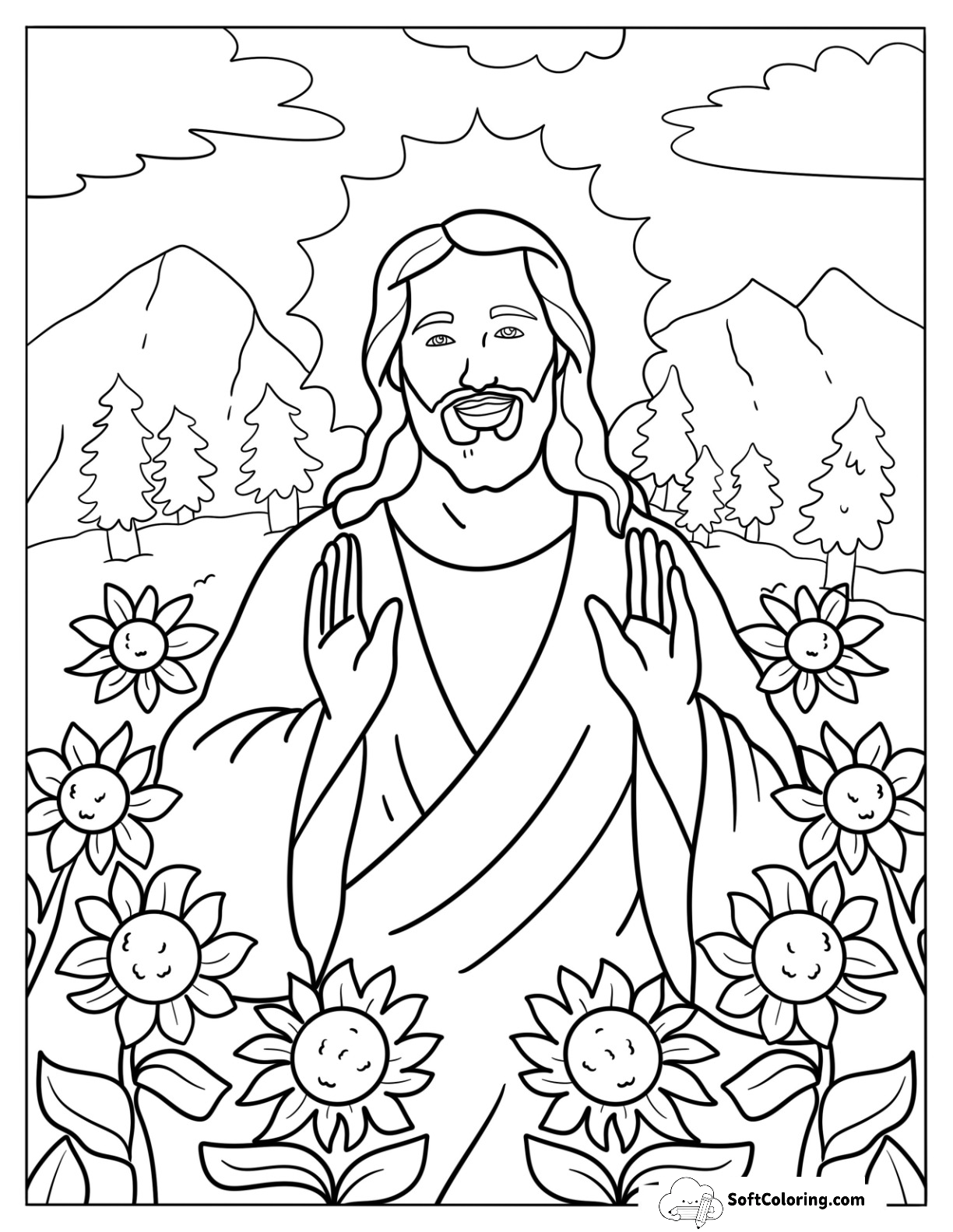 Loving Jesus Coloring Page In Nature