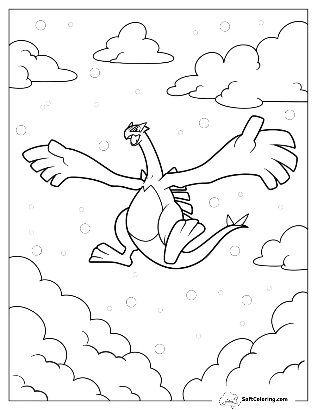 Lugia In Battle Mode Legendary Pokemon Coloring Page