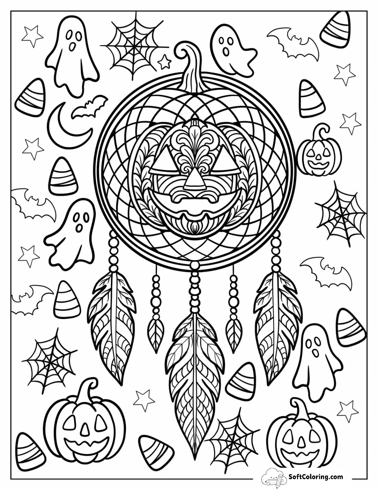 Mandala Jack-O-Lantern Dreamcatcher For Adults