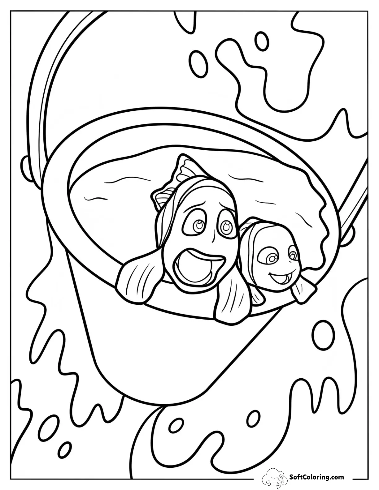 Marlin And Nemo Being Scooped Up In A Bucket