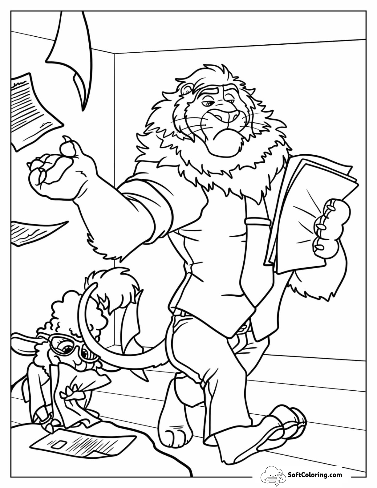 Mayor Lionheart Throwing Paper Around With Bellwether Picking Them Up