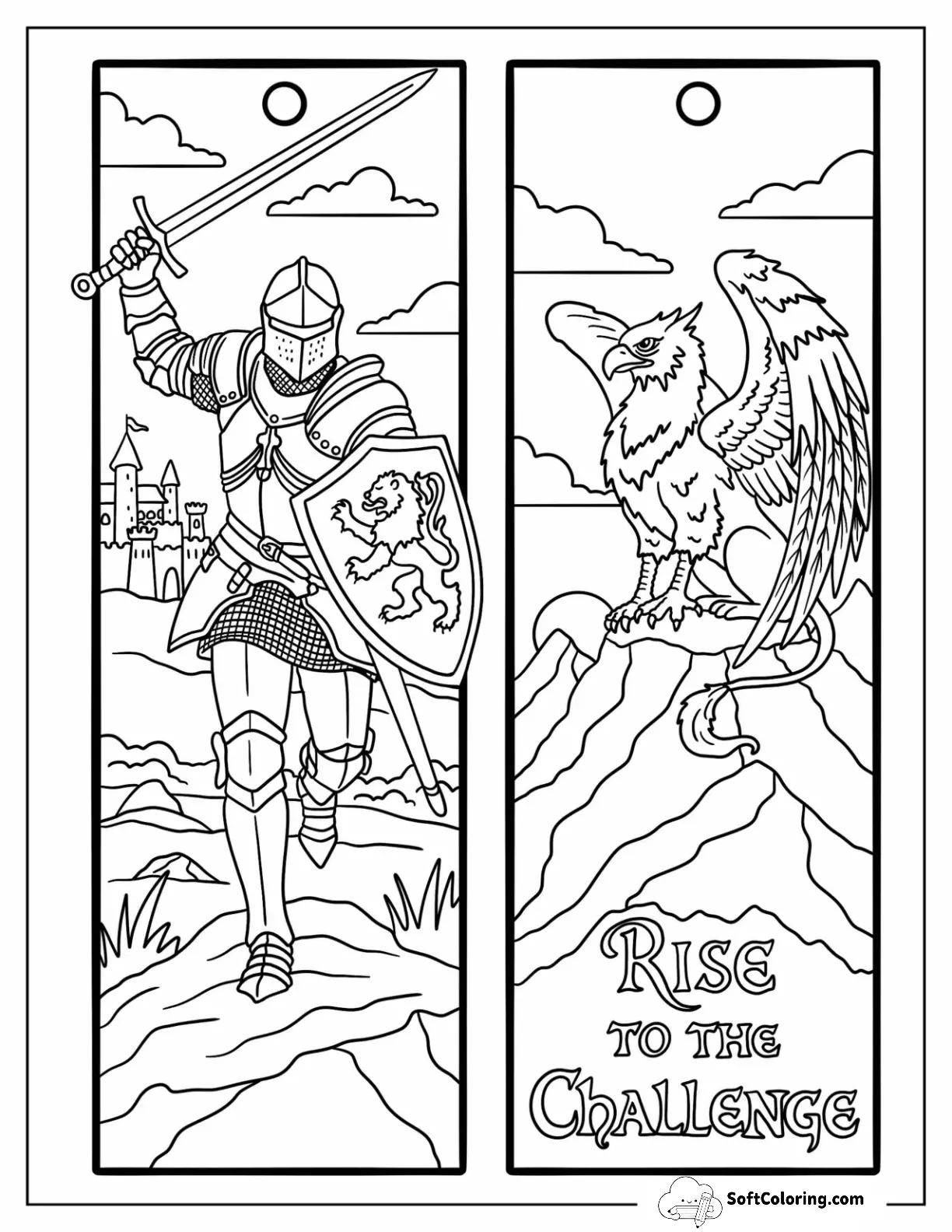 Medieval Knight And Eagle Rise To The Challenge Bookmark