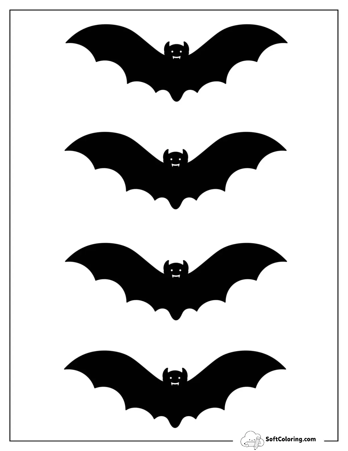 Medium Black Basic Bat Template For Kids
