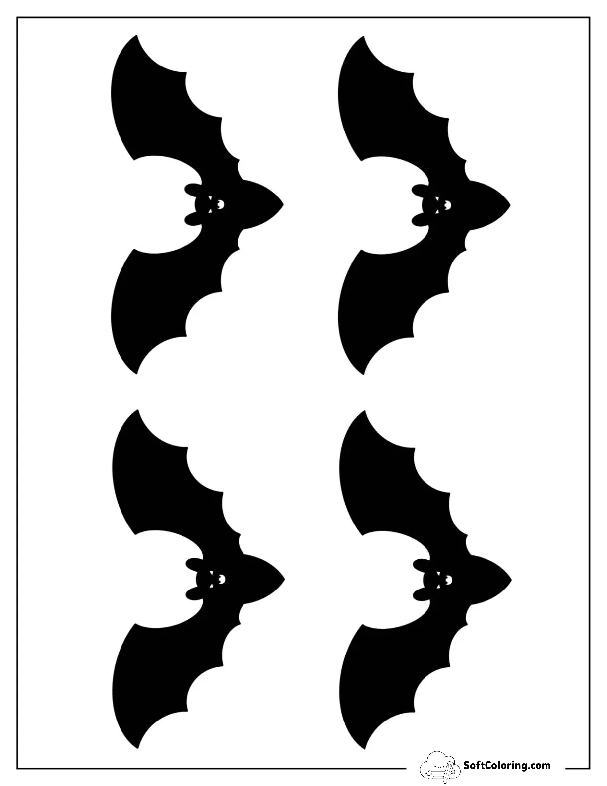 Medium Black Scary Bat Template