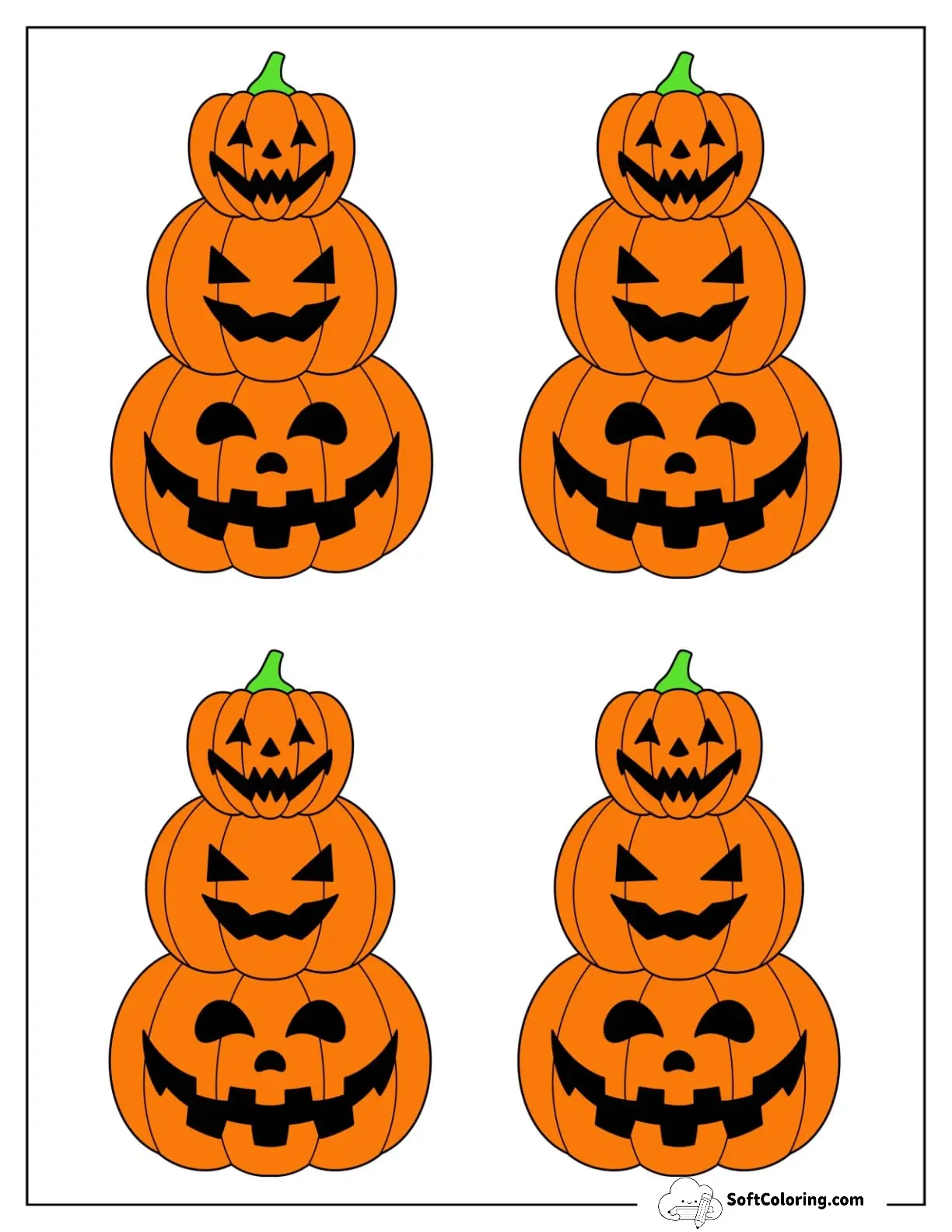 Medium Colored Jack O Lantern Tower Pumpkin Template