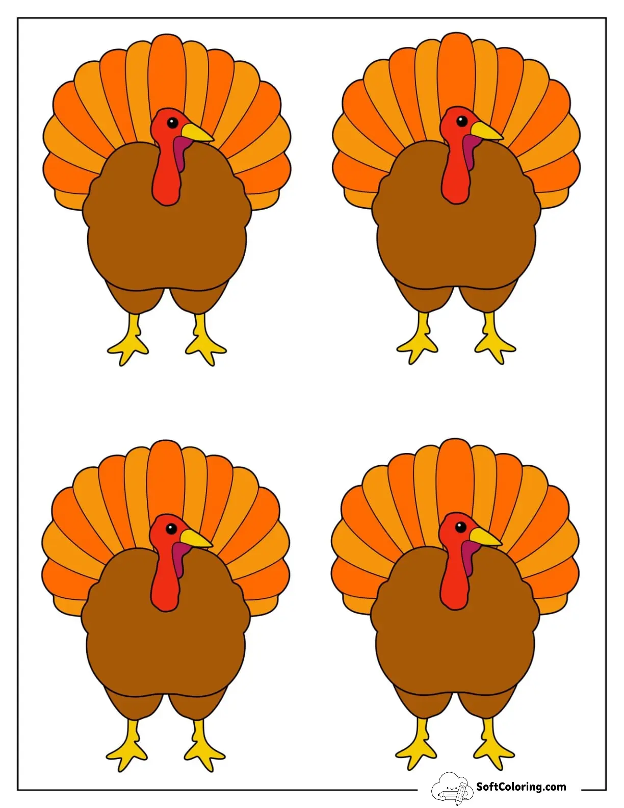 Medium Colored Realistic Turkey Template