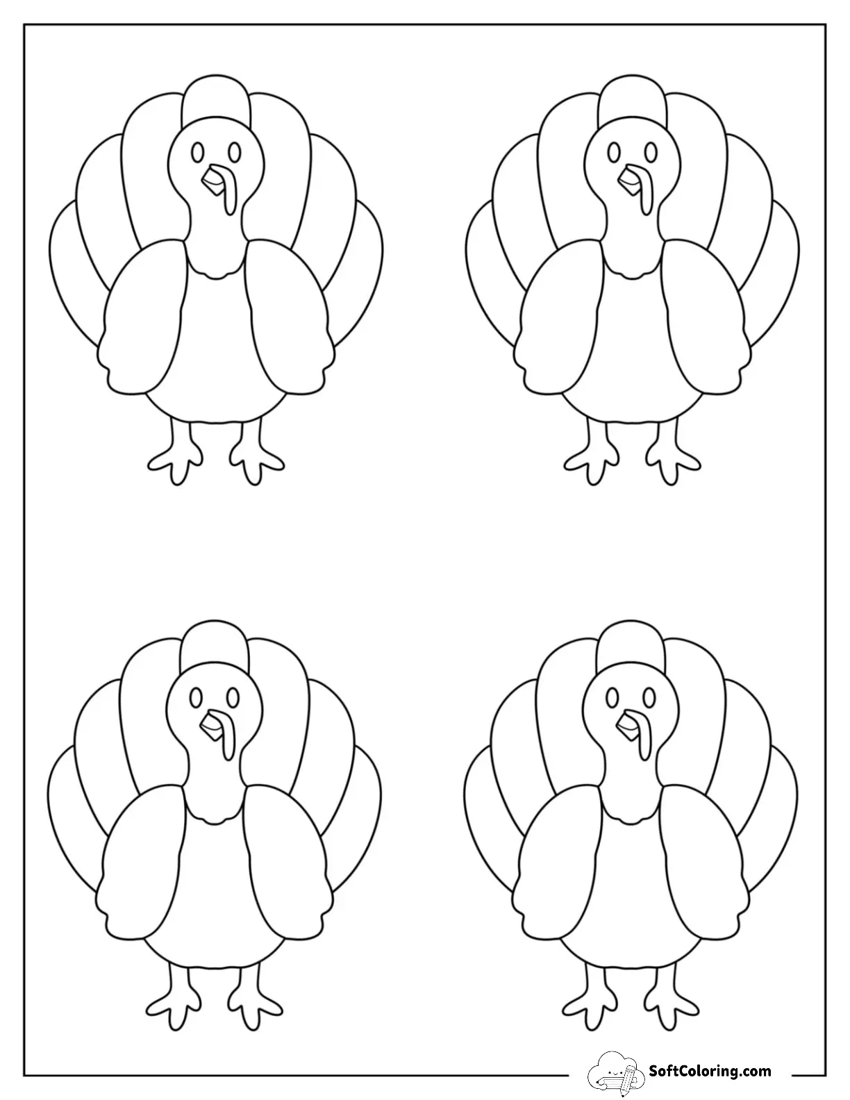 Medium Cute Turkey Template