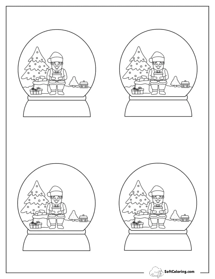 Medium Santa With Present Snow Globe Template
