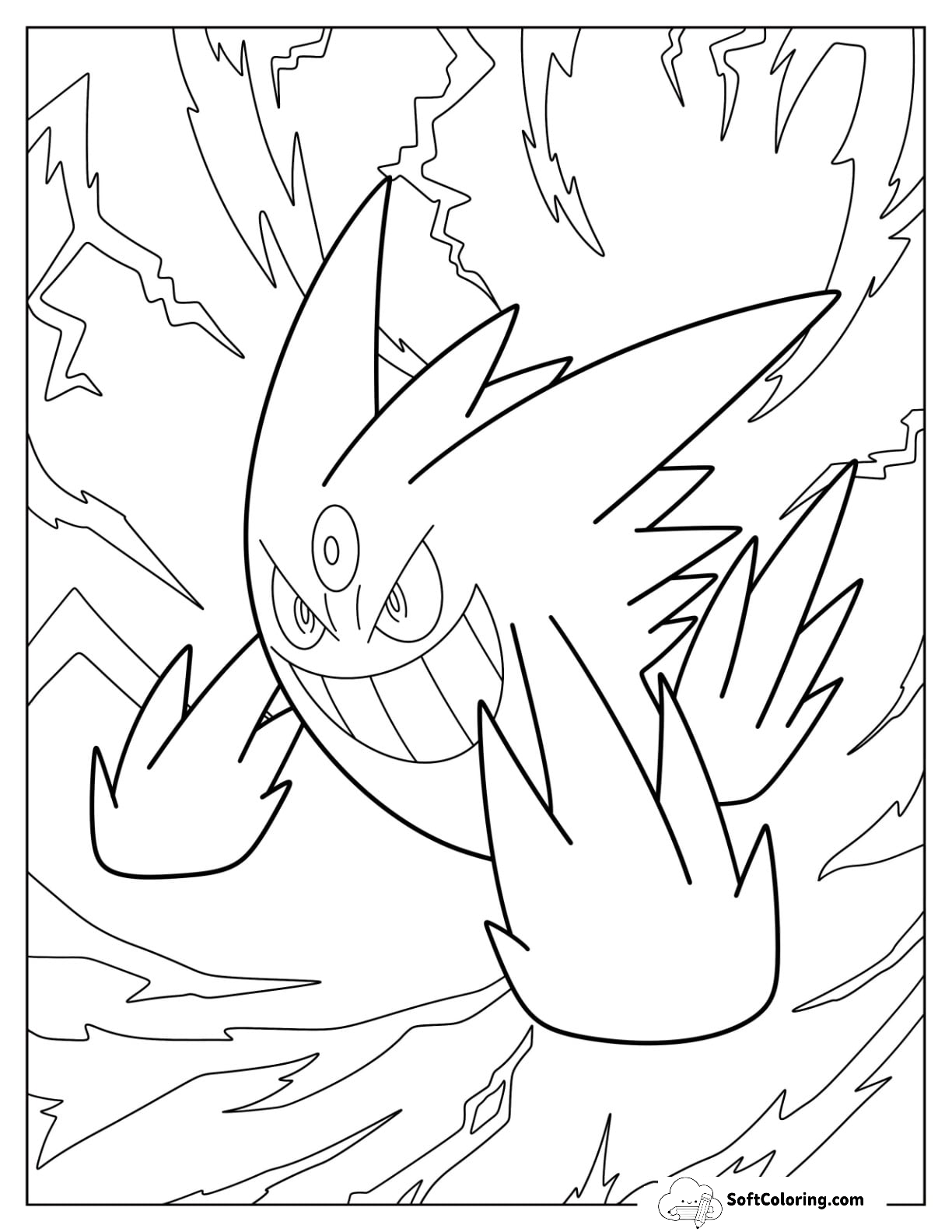 Mega Pokemon Coloring Page Of Mega Gengar Grinning For Kids