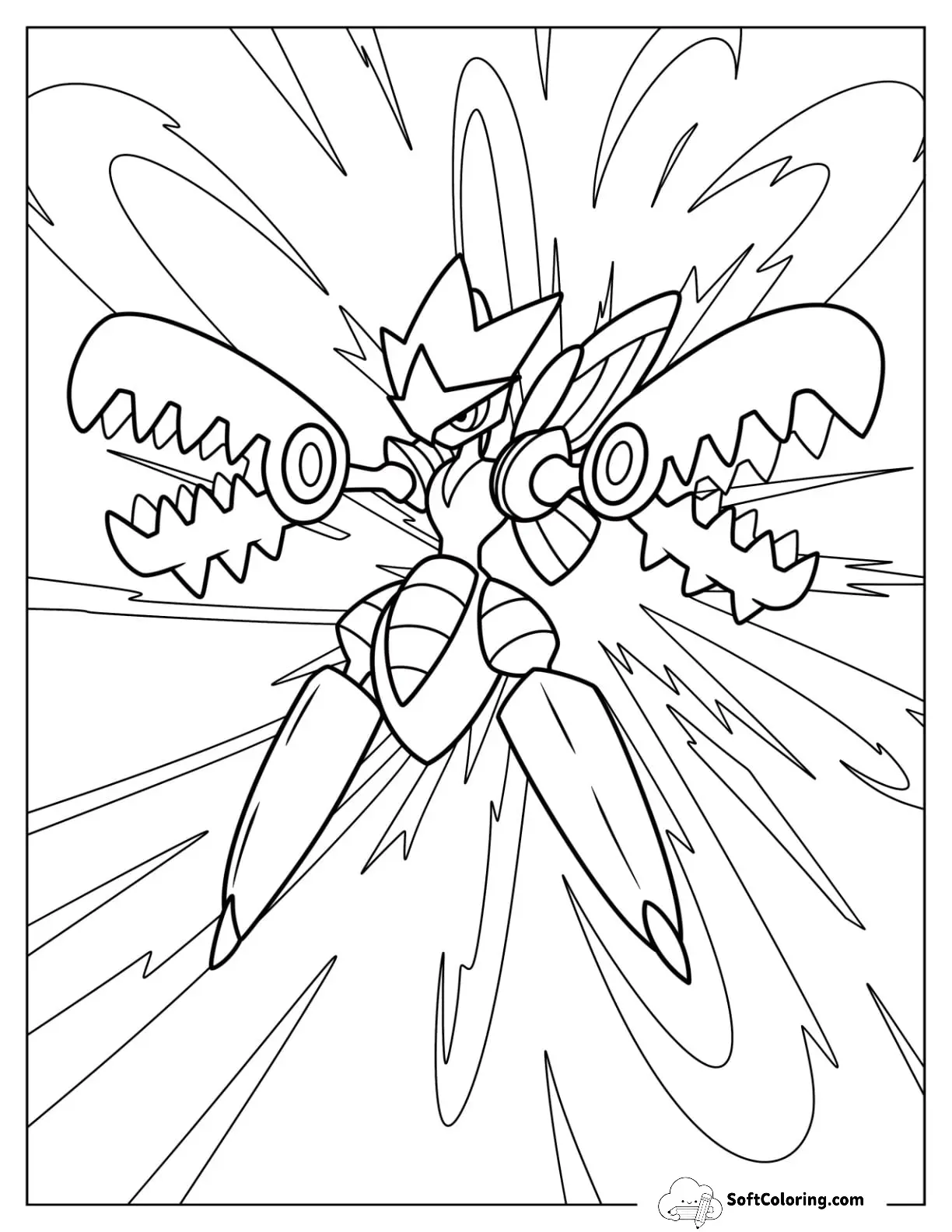 Mega Pokemon Coloring Page Of Mega Scizor Using Powers