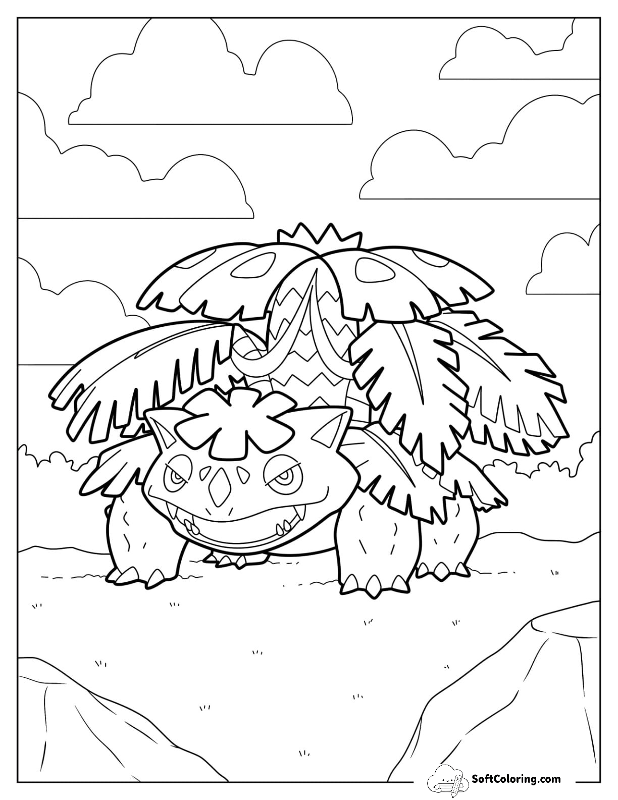 Mega Pokemon Coloring Page Of Mega Venusaur In The Forest