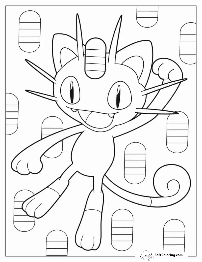 Meowth With Paw Up Coloring Page
