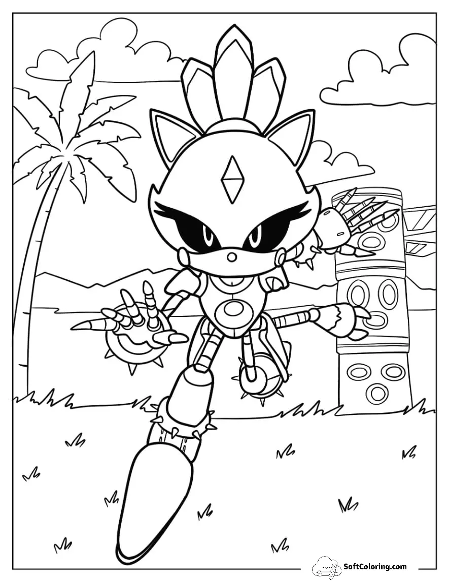 Metal Sonic Coloring Page Of Metal Blaze In Angel Island