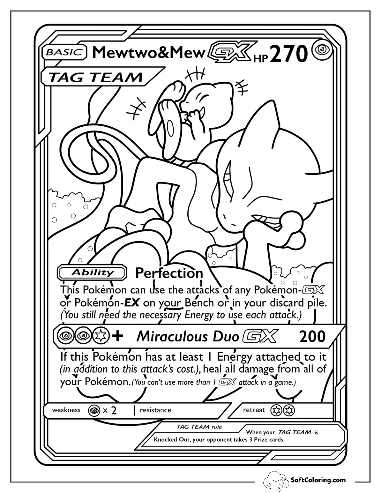 Mewtwo And Mew Miraculous Duo Coloring Page