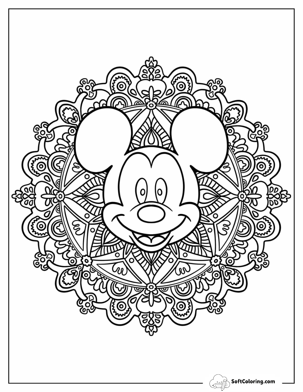 Mickey Mouse At The Center Of An Intricate Mandala