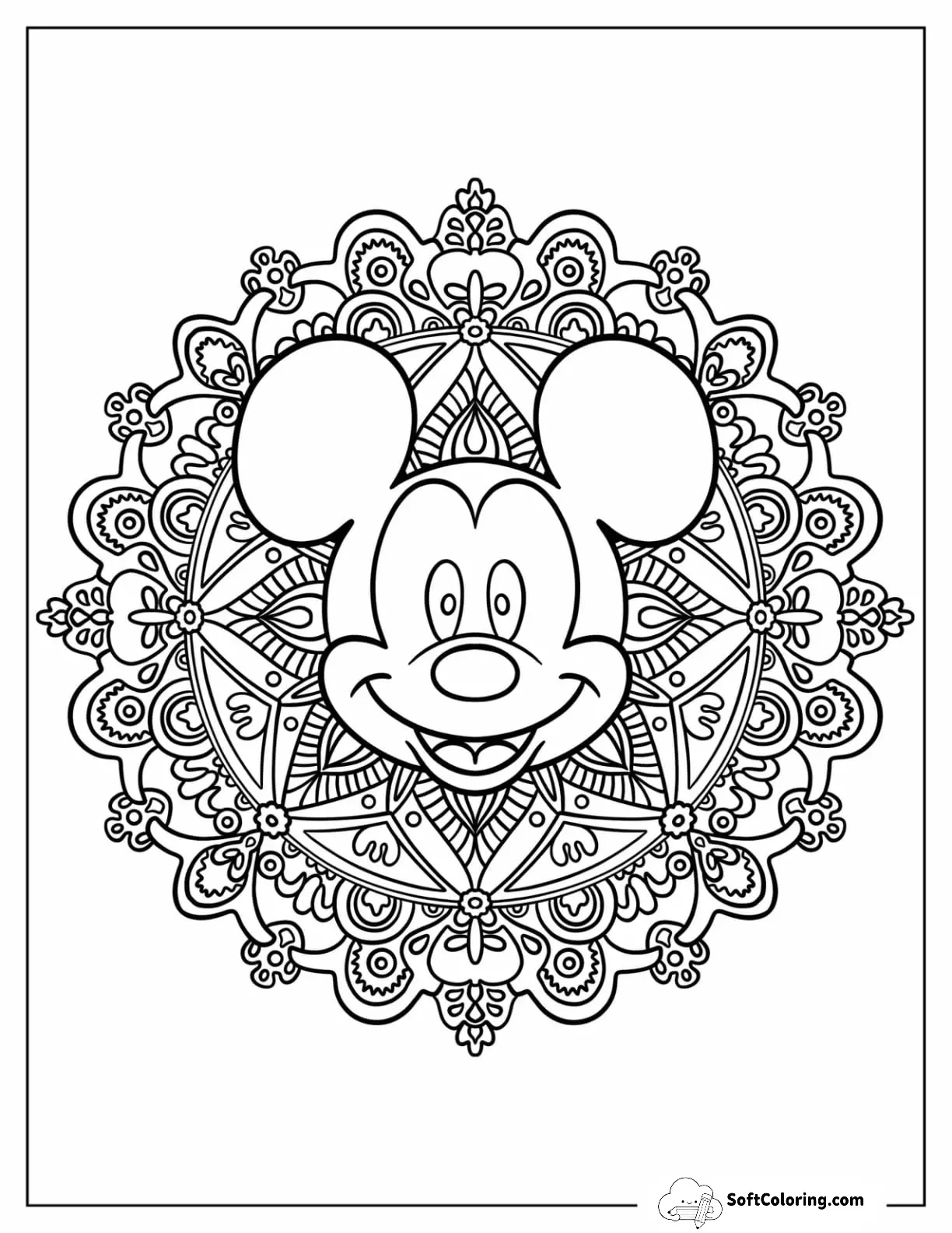 Mickey Mouse At The Center Of An Intricate Mandala