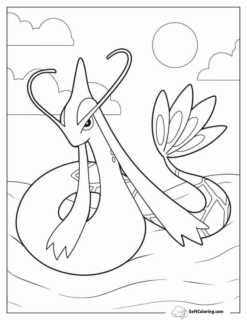 Milotic Traveling By Sea To Color