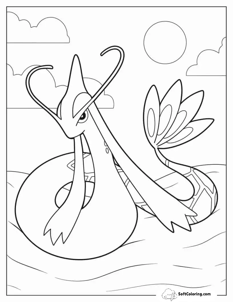 Milotic Traveling By Sea To Color