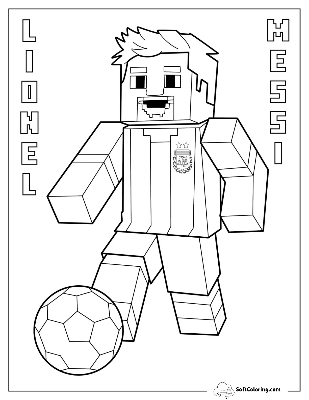 Minecraft Lionel Lionel Messi Coloring Page