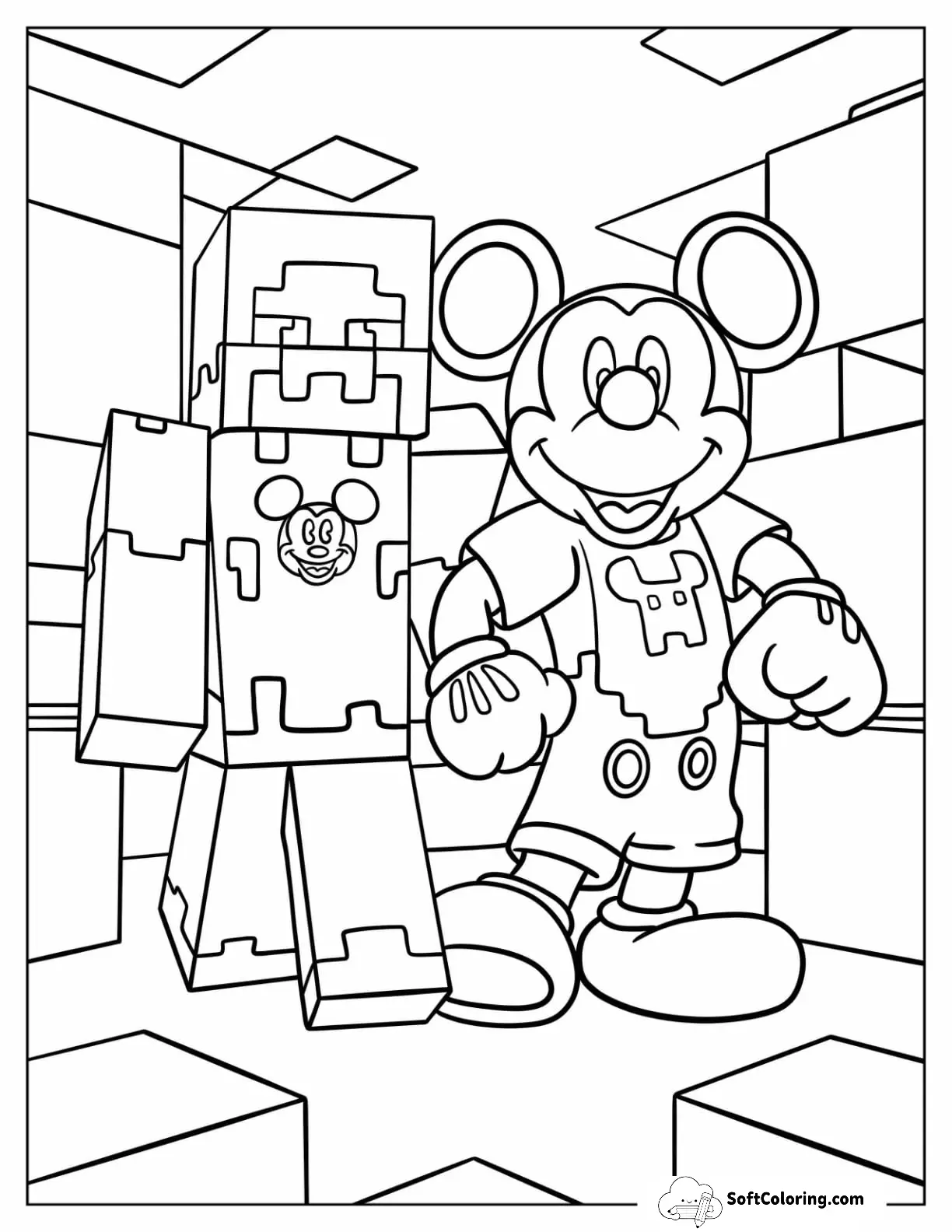 Minecraft Steve With Mickey Mouse For Kids