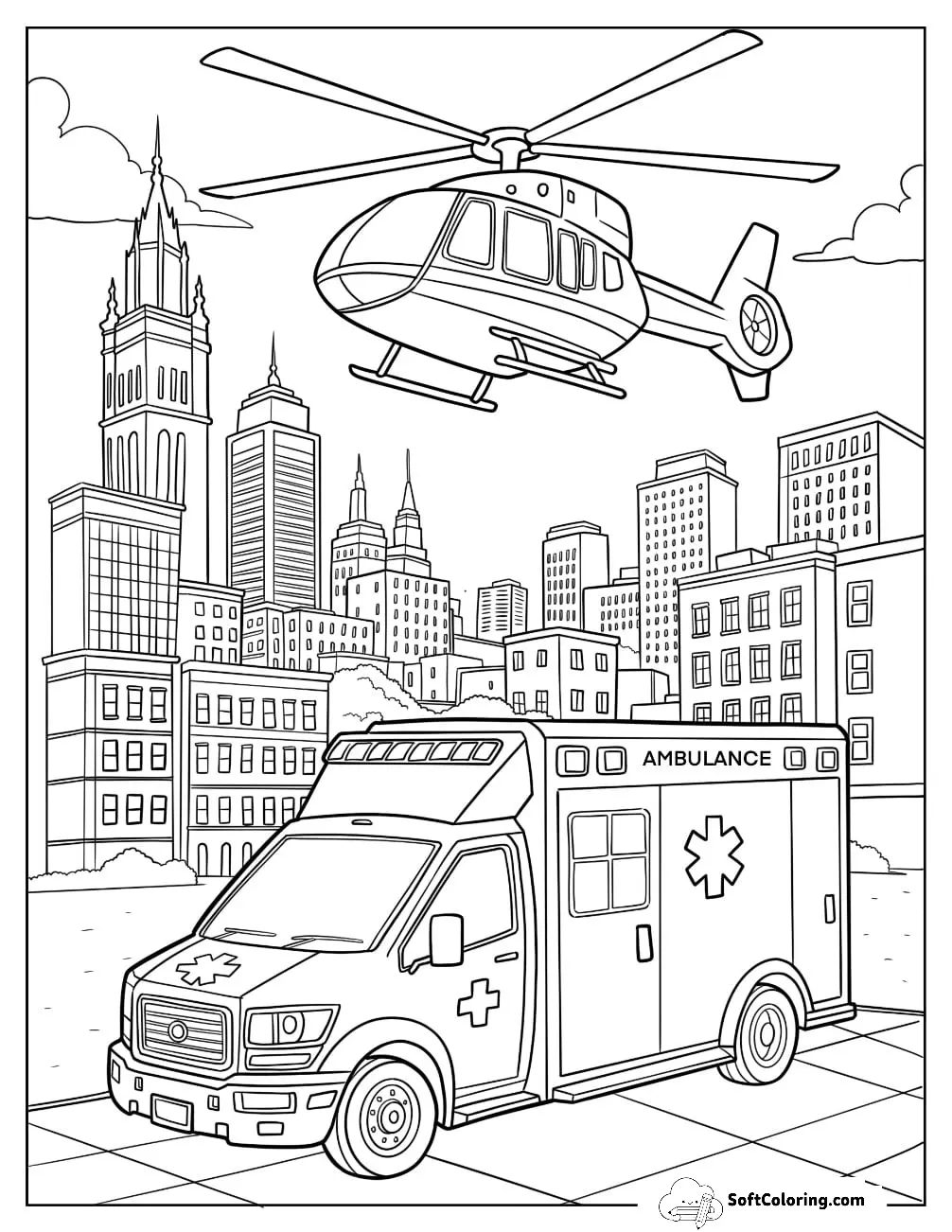 Ambulance And Medical Helicopter Ready For Emergency Response
