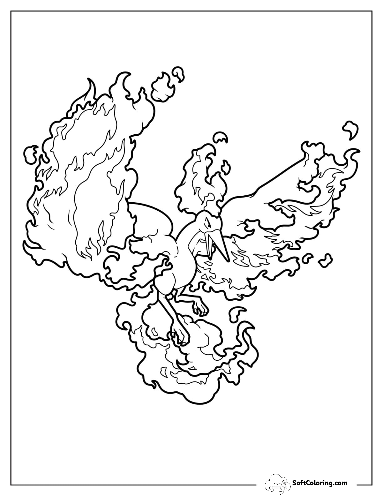 Moltres Legendary Pokemon Coloring Page