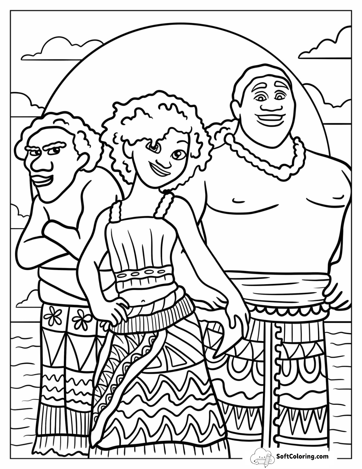Moni, Loto, And Kele From Moana Coloring Page