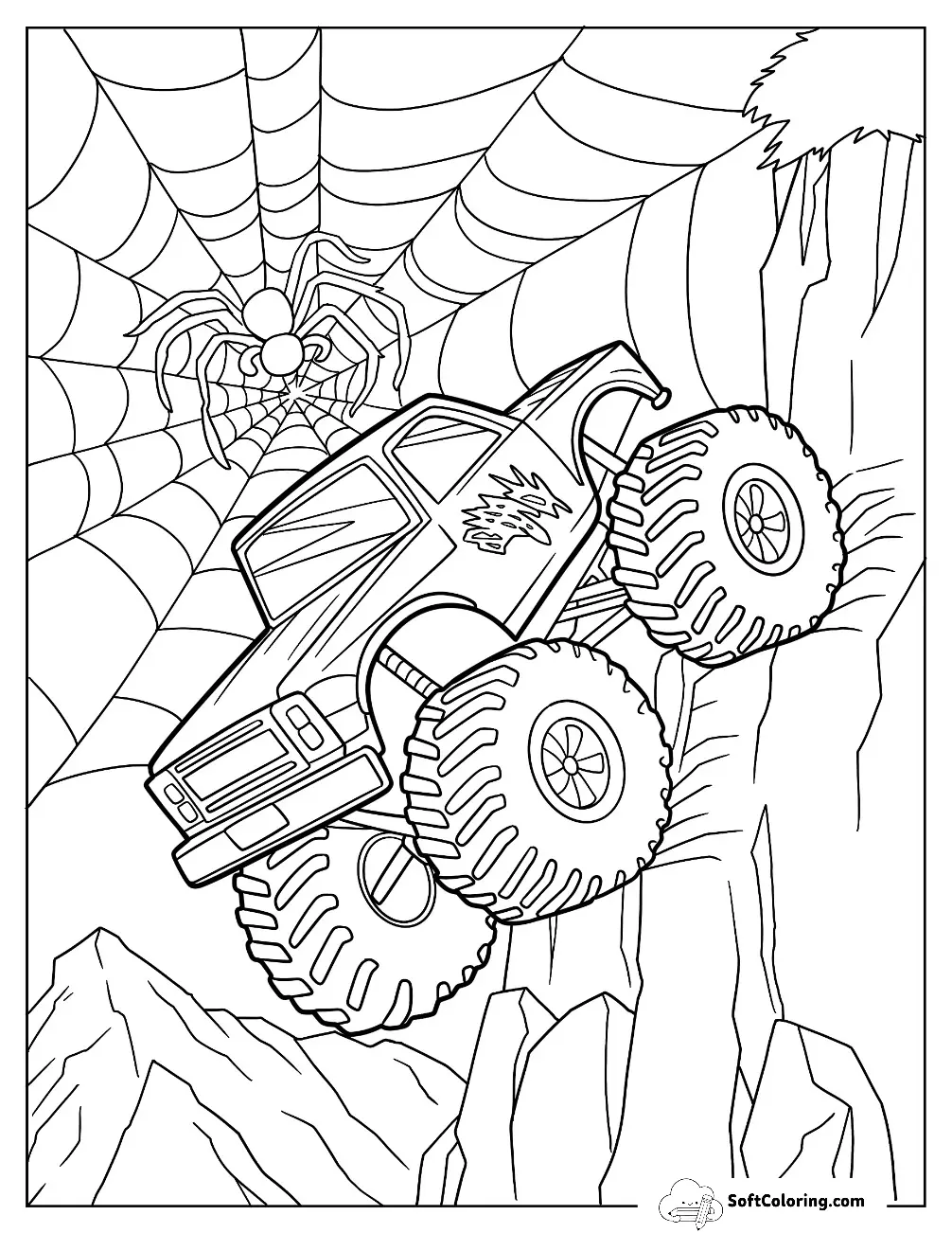 Monster Truck Coloring Page Moving Downhill