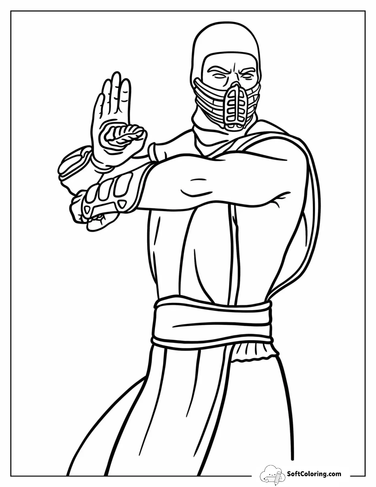 Mortal Kombat Coloring Page Of Scorpion For Kids