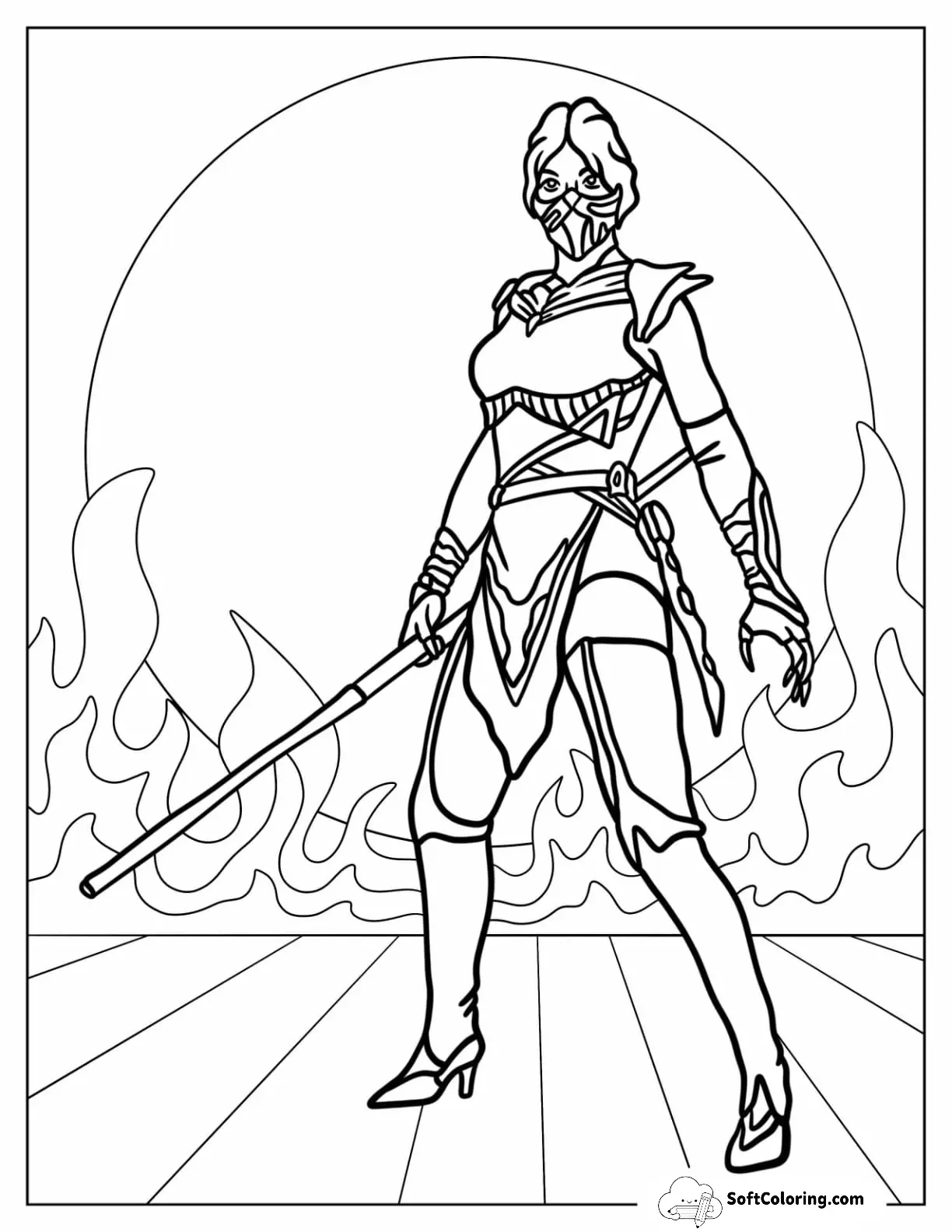 Mortal Kombat Of Jade Holding Her Steel Bo Staff