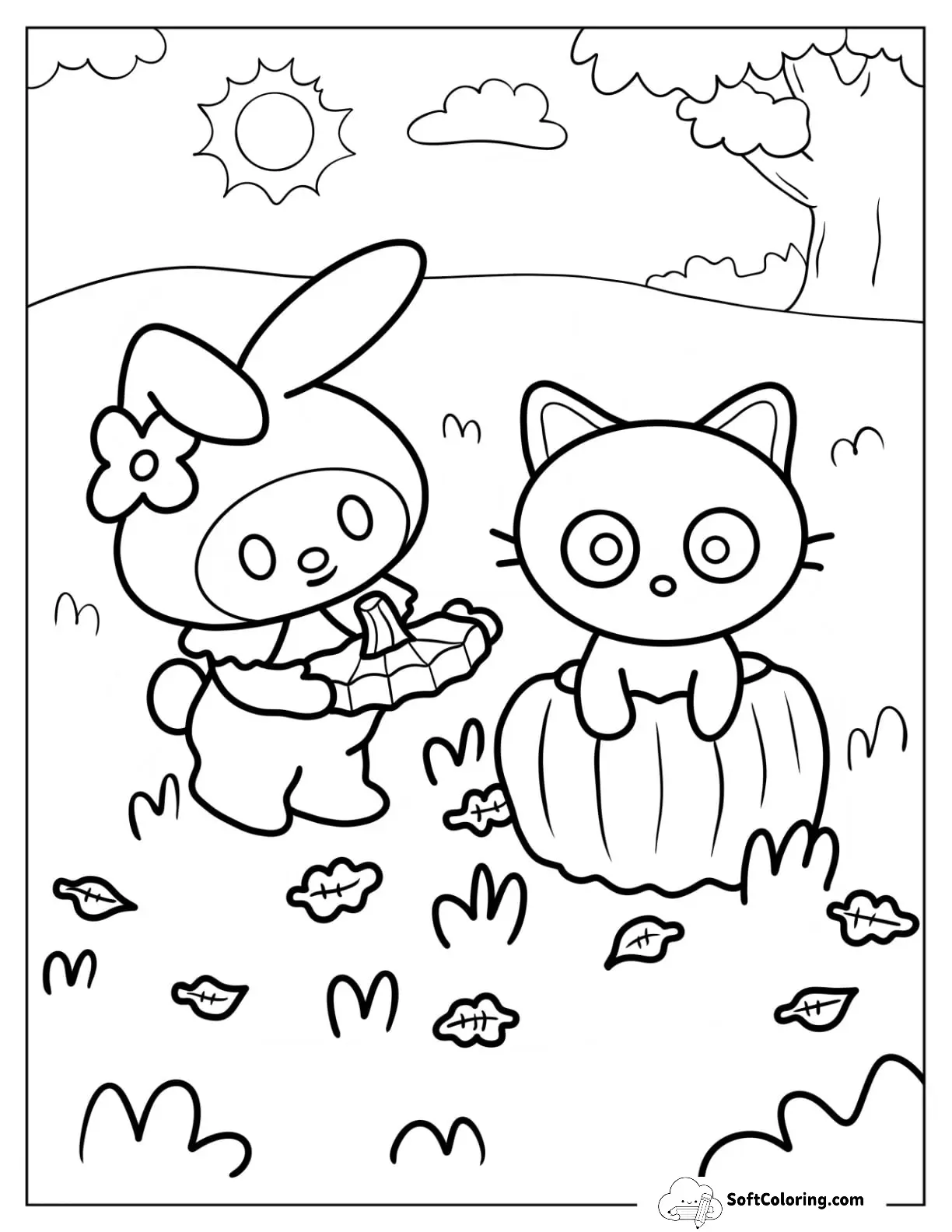 My Melody Playing With Chococat Inside A Pumpkin