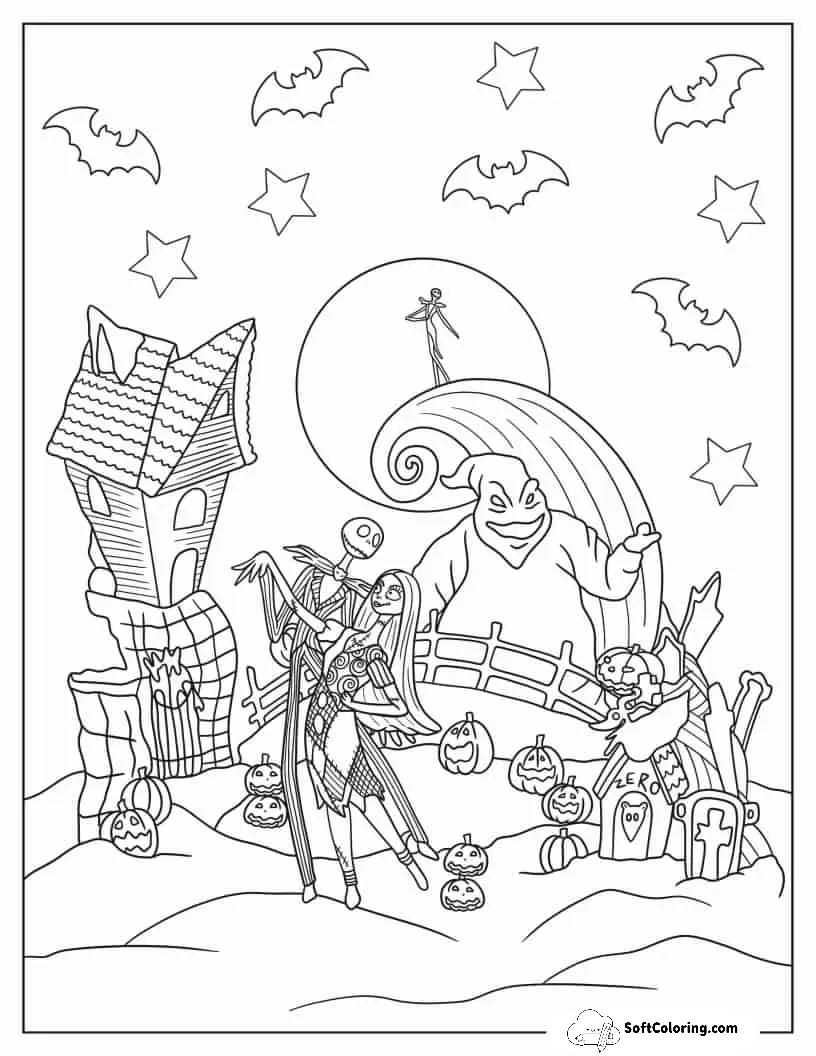 Nightmare Before Christmas Coloring In For Kids
