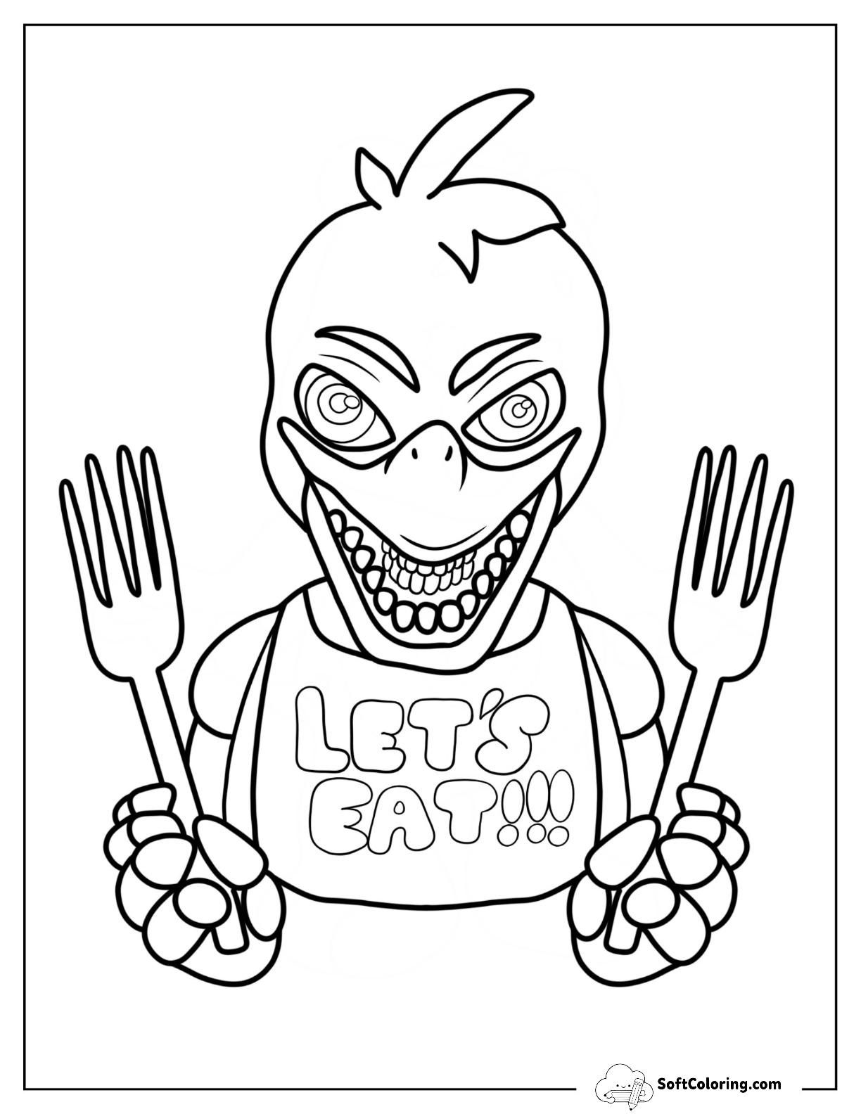 Five Nights At Freddy's Of Nightmare Chica Holding Forks