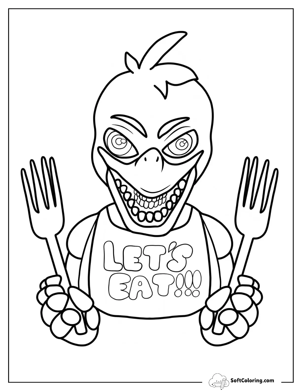 Five Nights At Freddy's Of Nightmare Chica Holding Forks