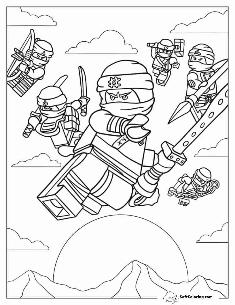 Ninjago In Fighting Mode Coloring Page