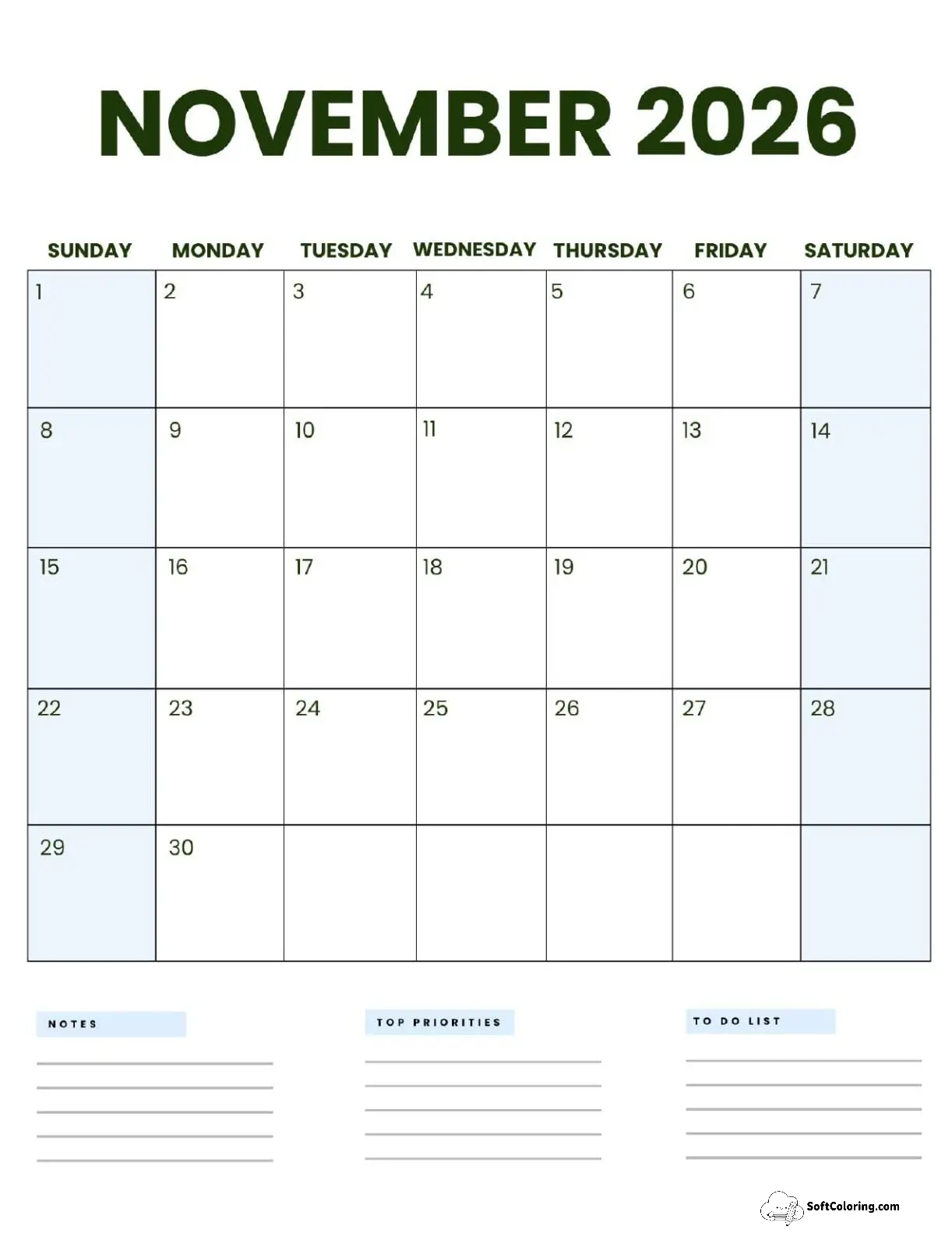 November 2026 Calendar Printable Business 3 Portrait V2