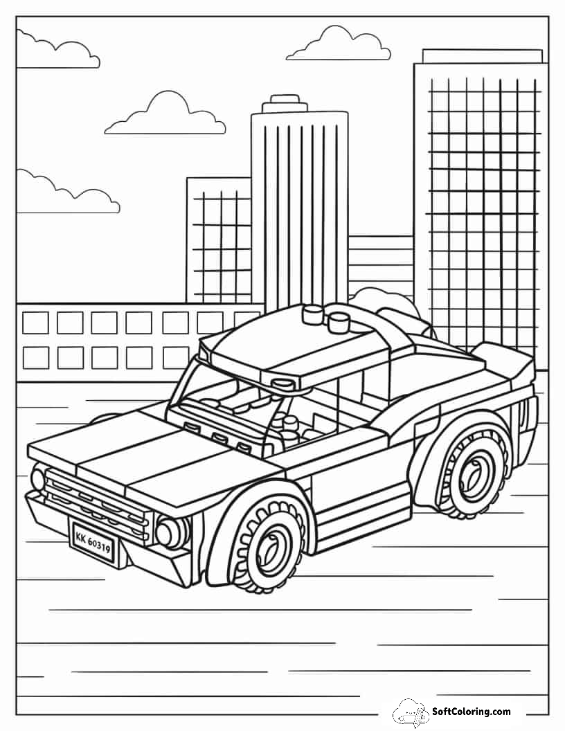 Outline Of Lego Car In City