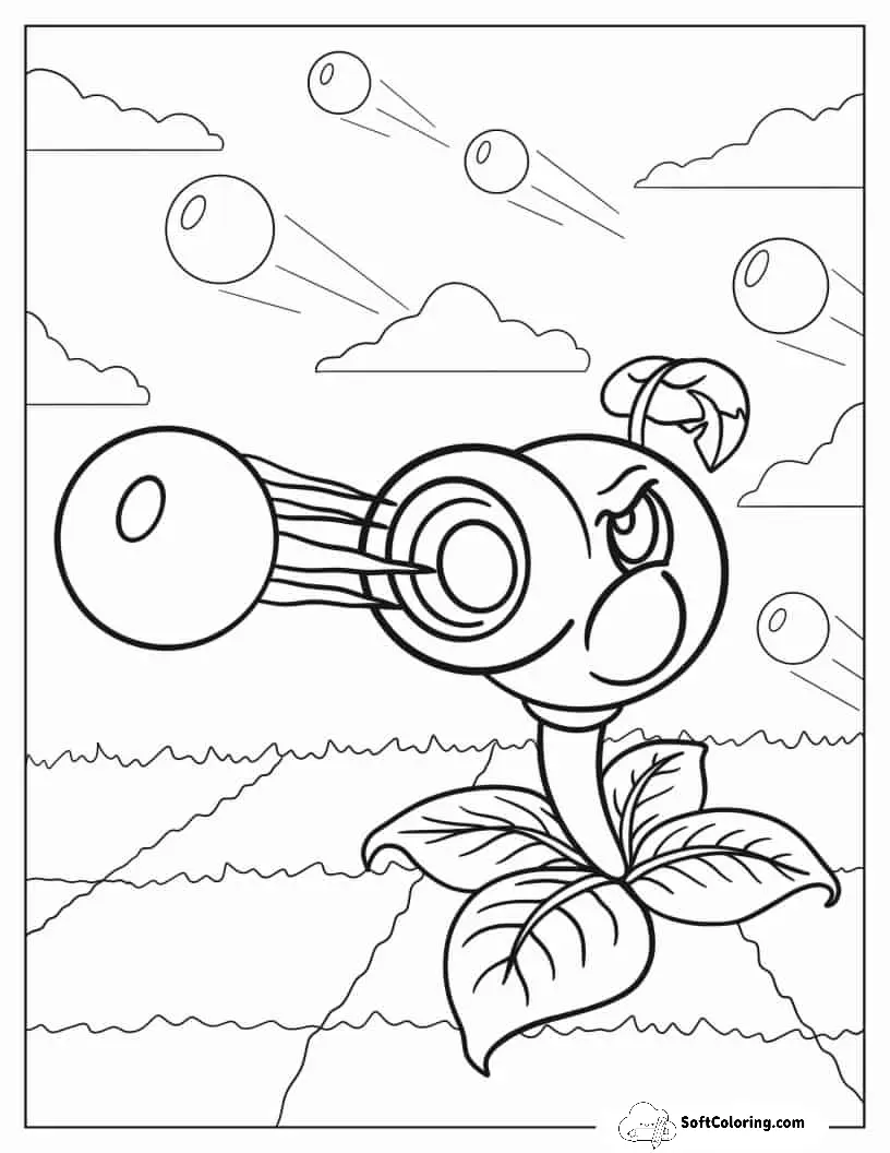 Peashooter Coloring Page For Kids