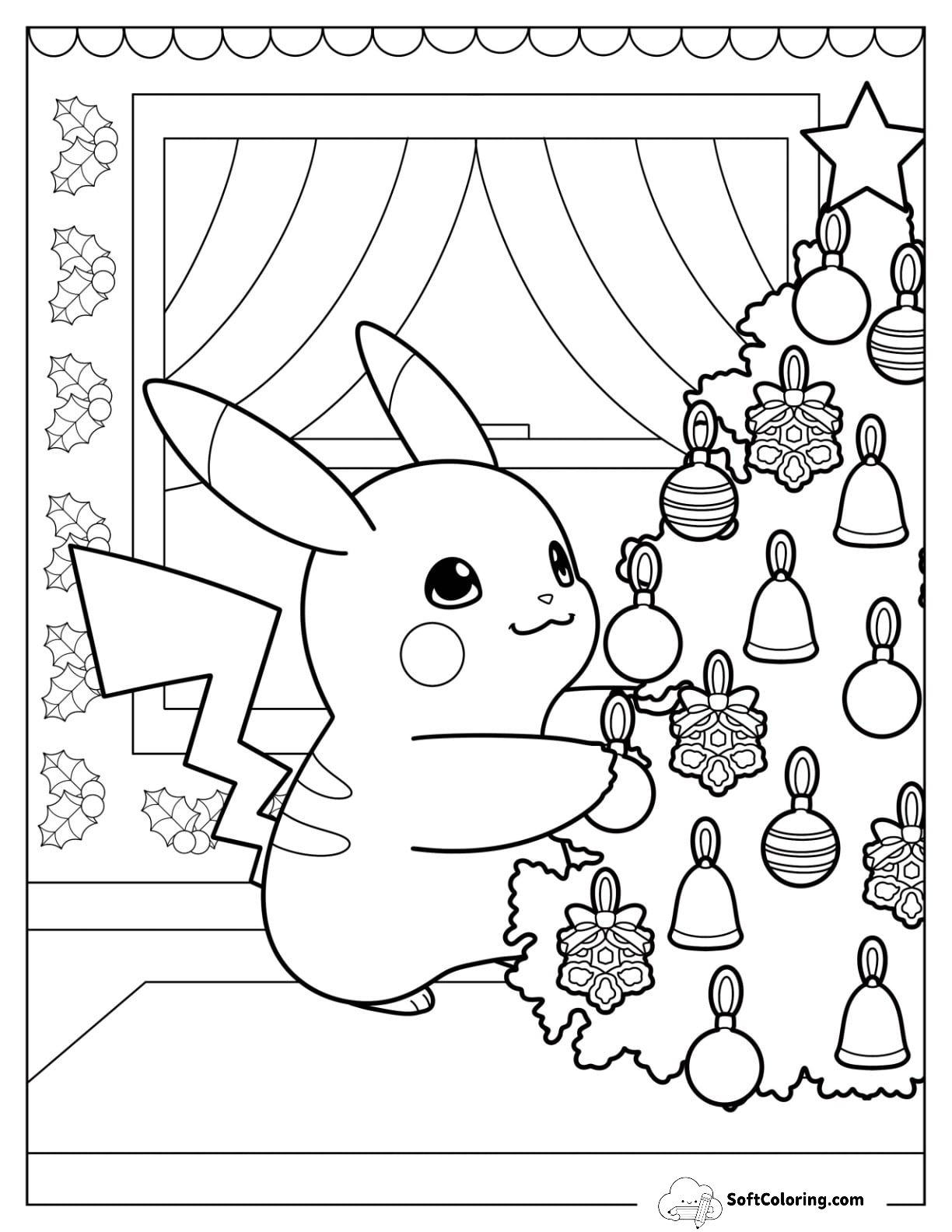 Pikachu Decorating A Christmas Tree