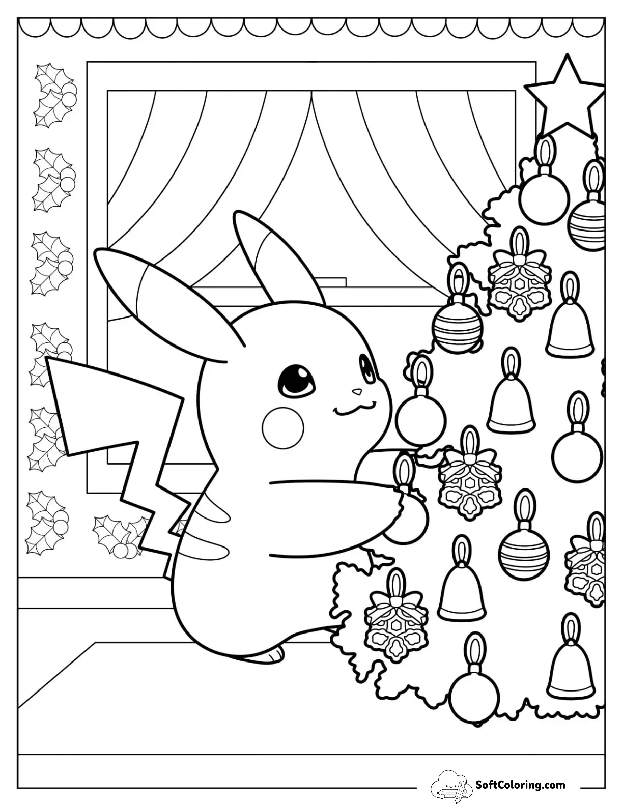 Pikachu Decorating A Christmas Tree