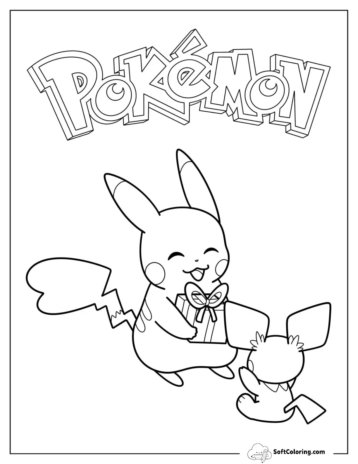 Pikachu Giving Pichu A Present Christmas