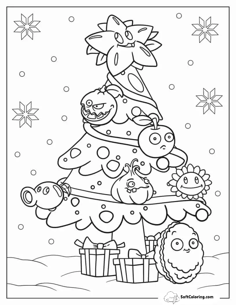 Plants Vs Zombies Christmas Coloring Page