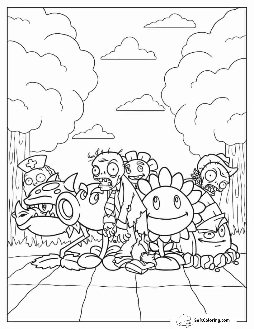 Plants Vs Zombies Coloring Page
