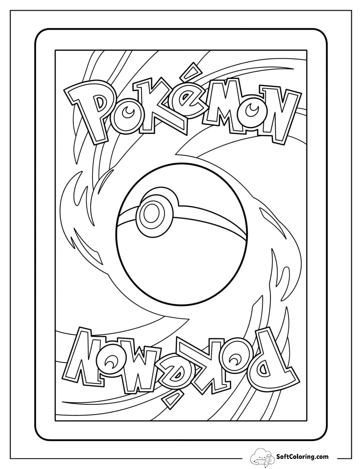 Pokemon Card Back Cover Coloring Sheet For Kids