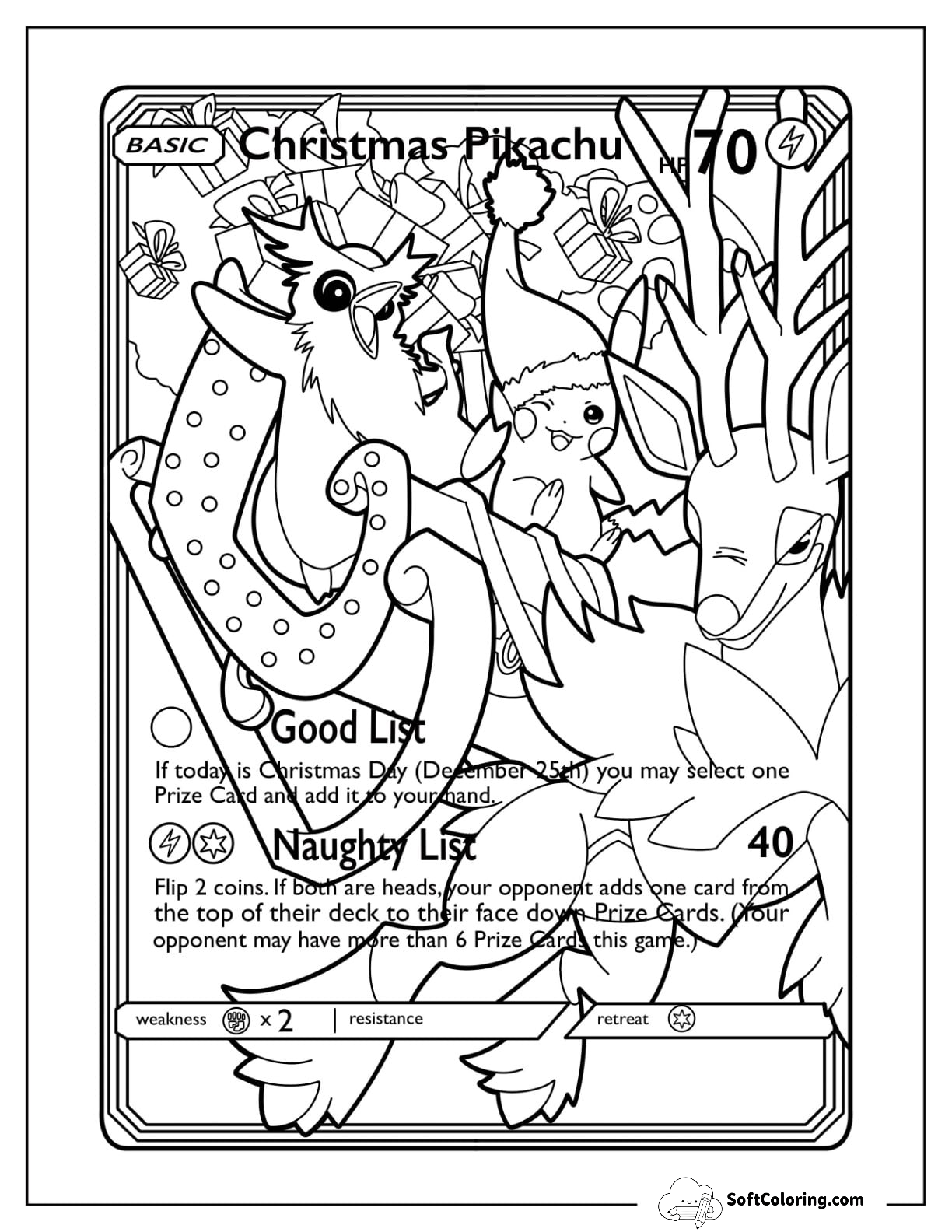 Pokemon Christmas Coloring Page Card Good List