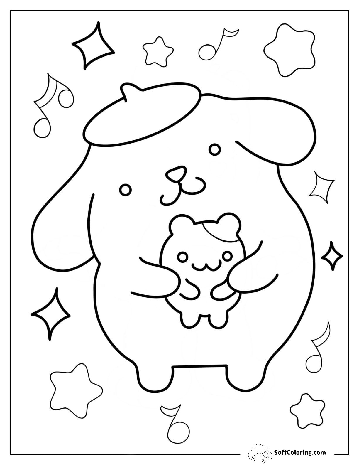 Pompompurin Hugging Muffin Coloring Page For Kids